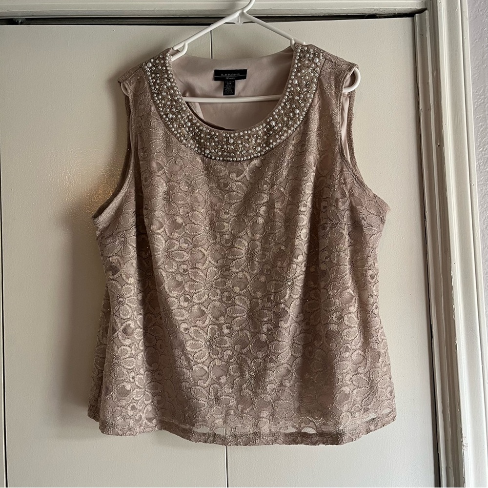 Beige with Gold tones in the Shirt and Jacket, Beige colored pants